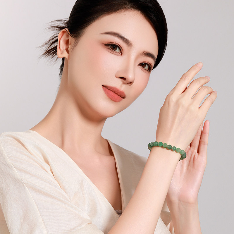 梦金园天然非洲翠圆珠手链飘花玉珠手串DIY珠串配证书送生日礼物,淘宝优惠券,粉丝福利购,淘宝优惠卷