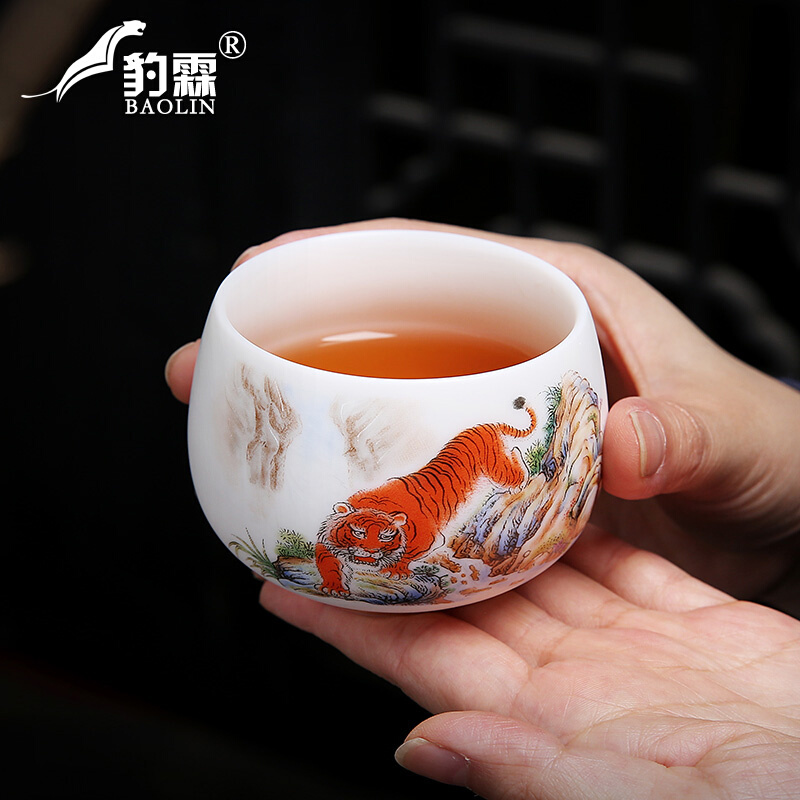 羊脂玉功夫茶杯茶碗茶盏主人杯高端单办公室茶杯酒杯小盏杯品茗杯-图0