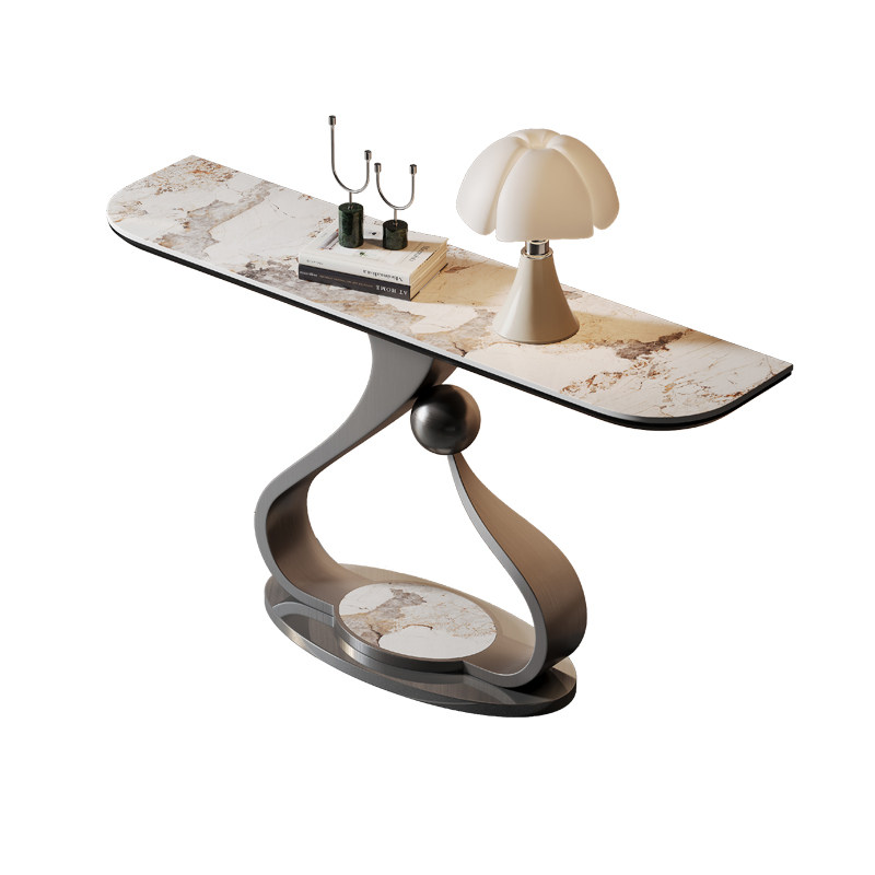 现代轻奢玄关台岩板台面不锈钢异形底座客厅装饰桌过道走廊端景台,淘宝优惠券,粉丝福利购,淘宝优惠卷