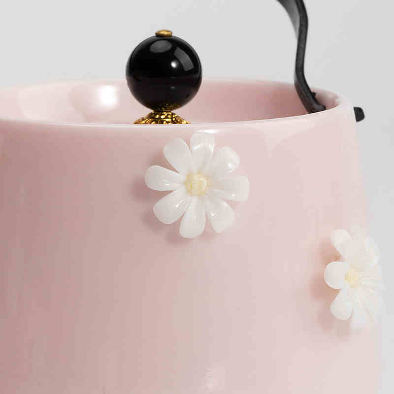 一品仟堂女士2024新款茶具粉色套装家用陶瓷提梁壶下午茶茶壶茶杯-图3