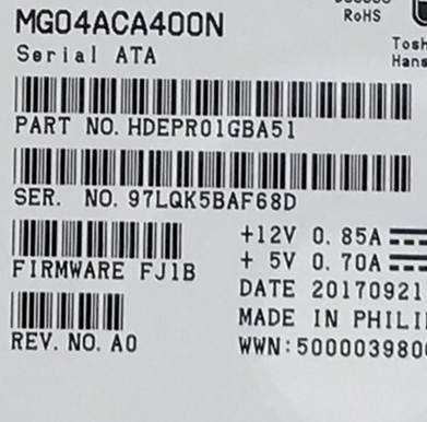 全新3.5寸东芝 MG04ACA400N 4TB 7200转128M SATA 4T企业级硬碟 - 图2