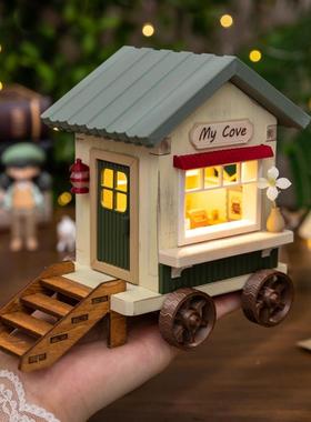 阿楹 木屋模型稳定情绪微观摆件洞洞板儿童房电视鞋柜氛围小夜灯