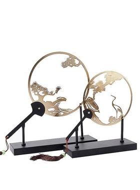 新中式桌面金属扇子工艺摆件样板房售楼处酒店古典玄关装饰品摆件