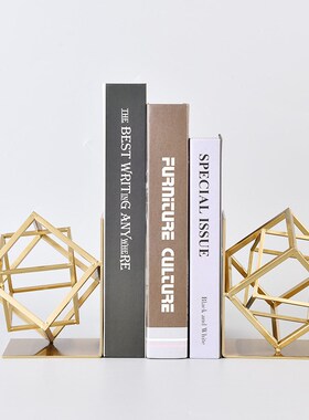 北欧空间简约创意金属立方书挡摆件设样板K房书房书立软装饰陈列