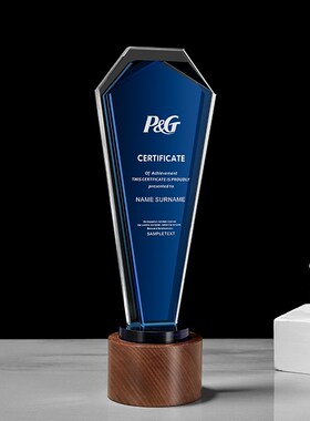 水晶玻璃奖杯定制定做团队季度年C度销售企业员工荣誉颁奖创意年