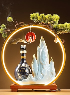 创意白洋酒展示i台灯圈酒具陈列架收银台酒柜装饰摆件支持定制log