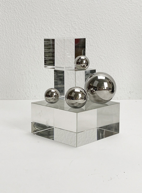 现代简约欧式轻奢水晶几何体A星球摆件样板房售楼处软装饰品