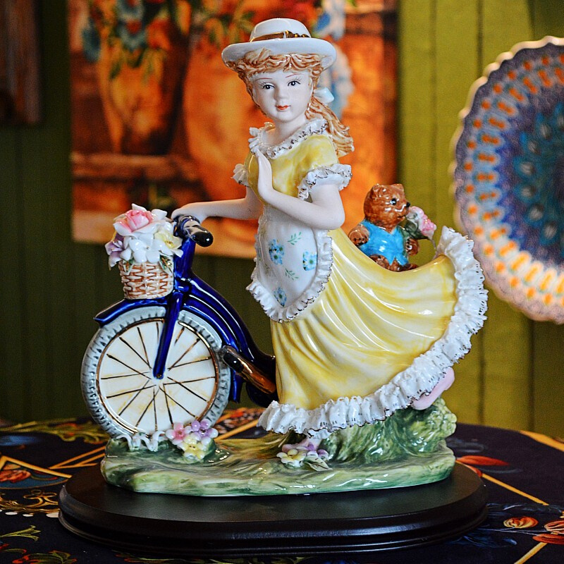 埃兰迪尔可爱瓷娃娃欧式家居装饰摆件蕾丝瓷偶情侣结婚生日礼物-图0