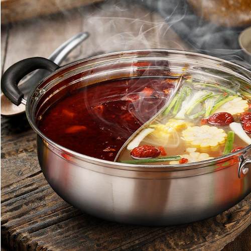304不锈钢加厚火锅锅鸳鸯锅家用锅汤锅电磁炉专用火锅锅子商用锅 - 图0