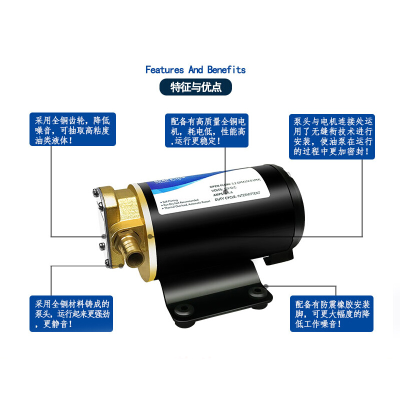 FP-2112v24V泵直流齿轮油加油泵自吸泵柴油泵油泵吸微型IIJ抽油泵 - 图1