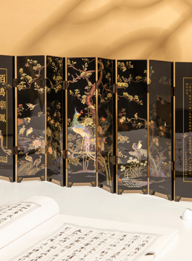 宫廷宝贝故宫文创百鸟朝凤迷你小屏风桌面家居摆饰国风生日礼物