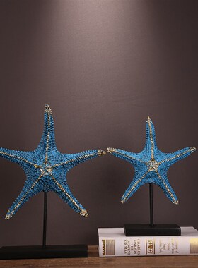 地中海风格蓝色树脂n创意海星中式摆件卧室客厅送礼精品家居家饰