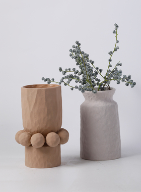 现代简约北欧陶瓷创意圆球钉珠高脚果盘摆件样板间客Y厅花瓶装饰