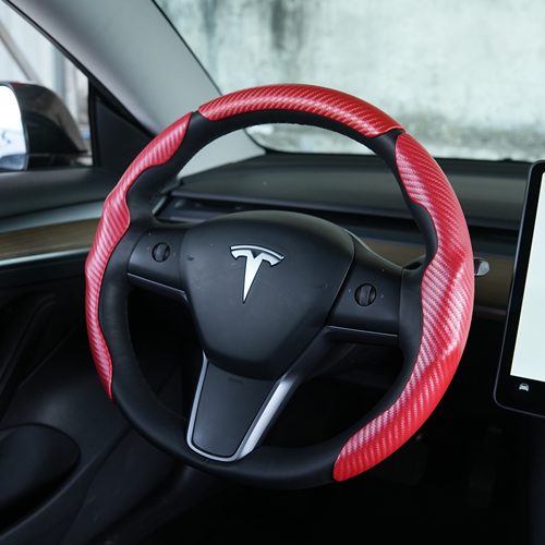 焕新版tesla特斯拉model3Y薄款方向盘套耐磨四季通用毛豆卡式把套 - 图1