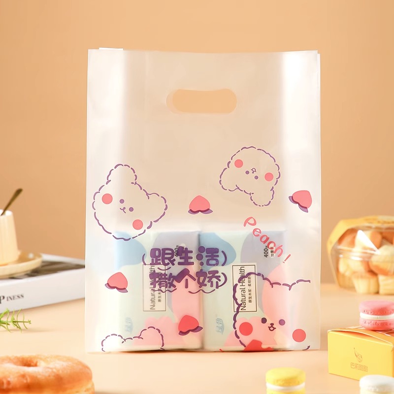外卖打包袋烘焙礼品袋方底塑料手提包装袋子透明面包食品袋食品级-图2