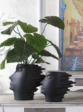 北欧简约家居客厅电m视柜酒柜新房装饰摆件抽象风之子人像花插摆