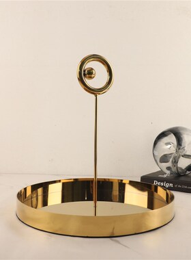 北欧简约创意金属k收纳托盘摆件卧室客厅电视柜玄关样板房家居饰