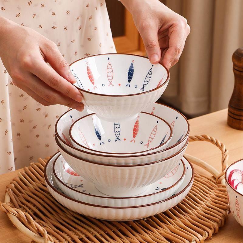碗家用新款2023日式鱼悦陶瓷碗碟套装吃饭碗米饭碗好看餐盘盘子