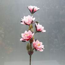 Simulation Grand Jade Lan EVA Hand Feel 5 Head Jade Land Chicken Crown Flower Emulation Jade Furniture Hotel Decoration Flower Wedding Celebration