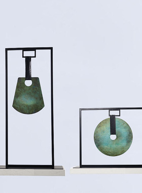 极速新中式金属屏风松树马摆件酒店客厅I售楼处玄关中国风银色家