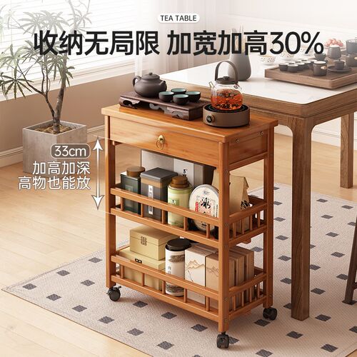 茶柜置物架茶水柜办公室茶叶柜中式移动茶台桌边柜茶具收纳储物柜 - 图2