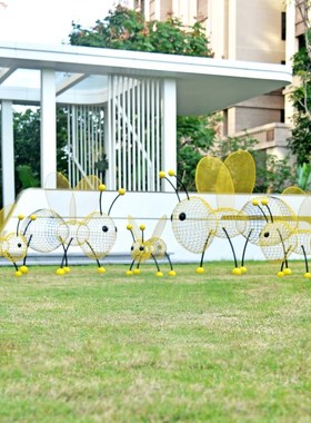 户外铁艺蜜蜂不锈钢雕塑公园林小区庭院景观草坪动物装饰昆虫摆件