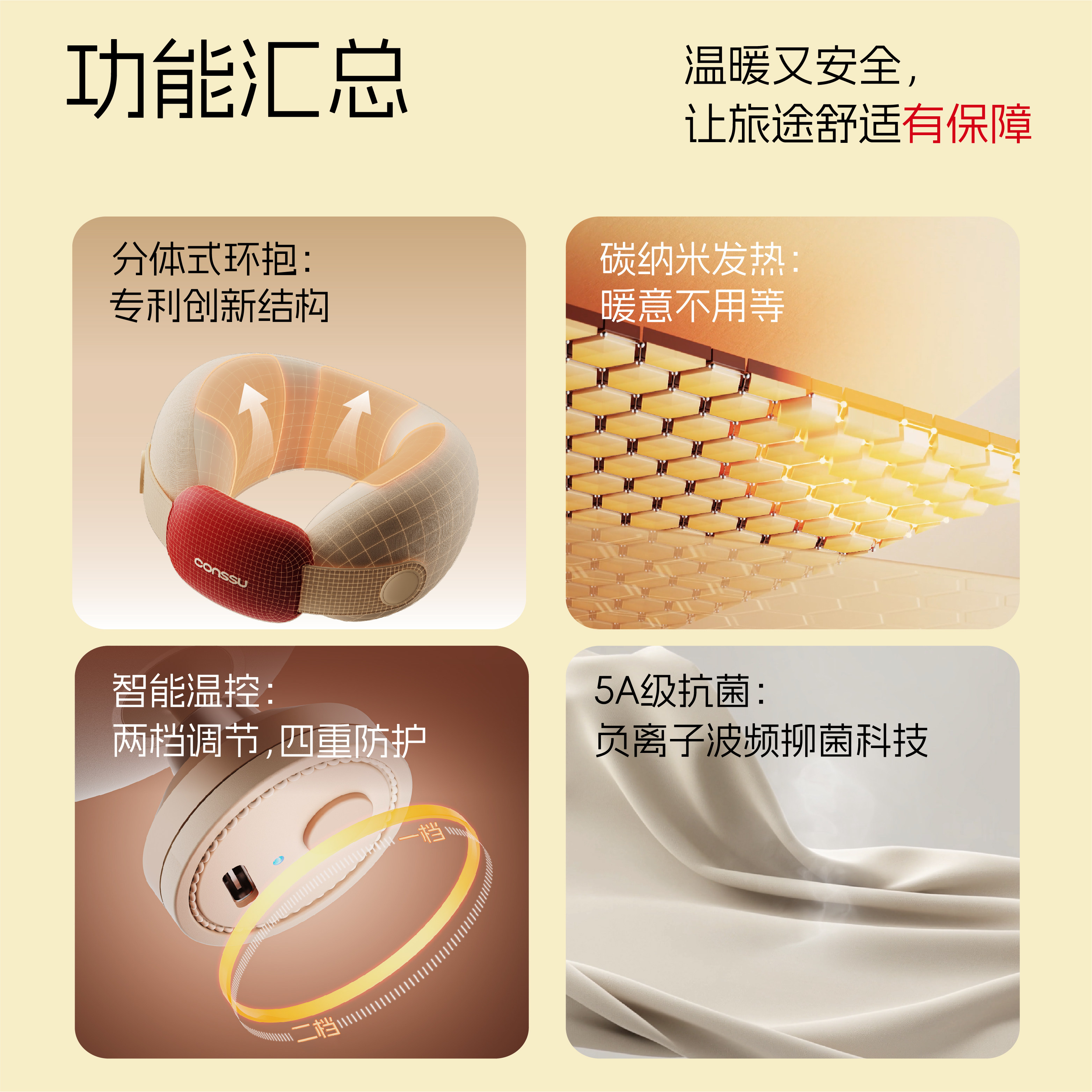 【超级新品】孔苏u型枕记忆棉睡觉专用护颈脖子u形枕旅行便携颈枕