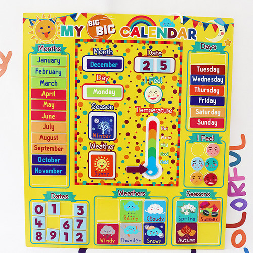 儿童天气认知板我的小日历挂板磁吸英语学习挂图星期月份教具单词 - 图2