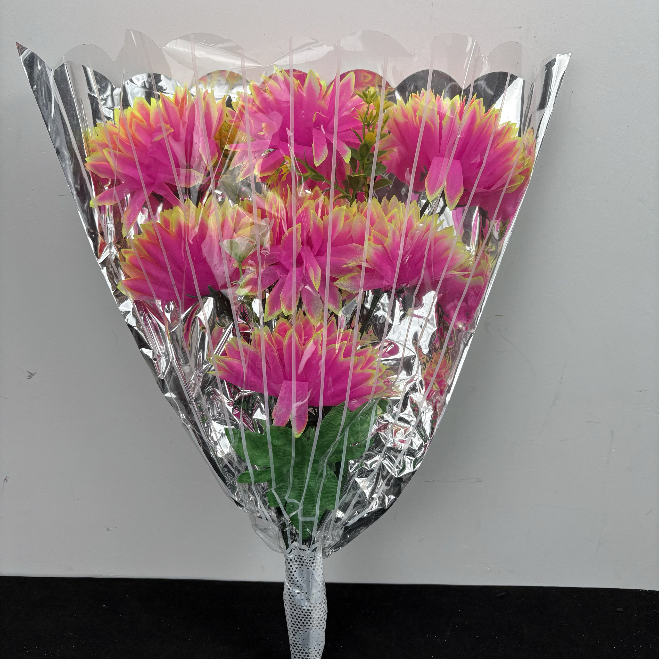 绢花清明节仿真祭祀扫墓装饰假花手捧黄白菊花上坟祭奠塑料摆件花