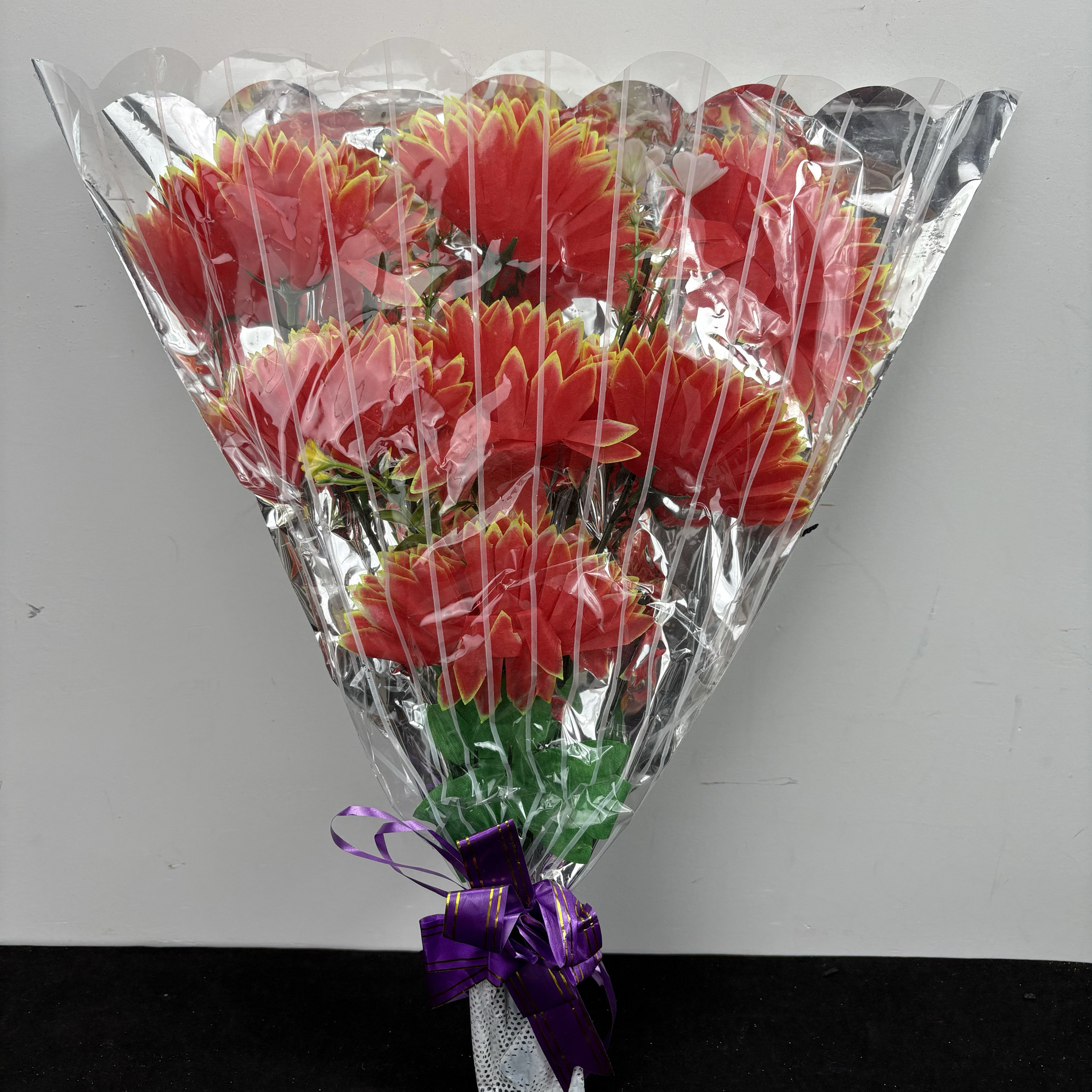 绢花清明节仿真祭祀扫墓装饰假花手捧黄白菊花上坟祭奠塑料摆件花