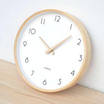 Modern minimalist atmospheric solid wood days wall-mounted hanging clock Living room Japanese style log hanging wall Nordic clock muted clock