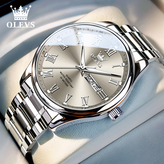 官方正品中老年人手表男士手表男款石英表男表简约腕表送爸爸男式