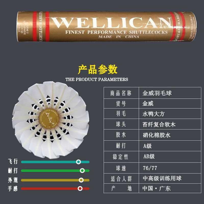 (活动中)正品金威红威羽毛球耐打飞行稳定比赛球WELLICAN威尔力肯