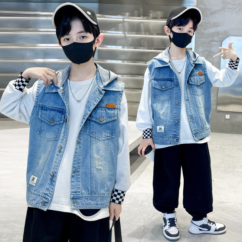 水洗翻领常规款牛仔布扣子马甲,淘宝优惠券,粉丝福利购,淘宝优惠卷