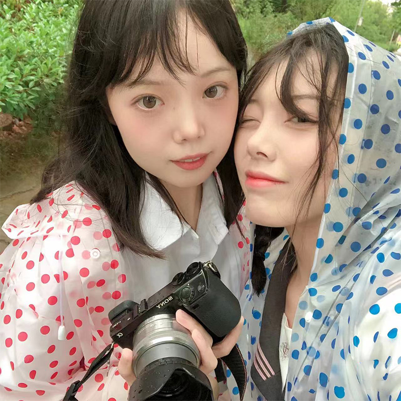 波点雨衣eva雨衣加厚成人旅游外穿男女雨披户外登山音乐节演唱会