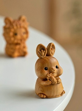 崖柏木十二生肖木雕刻守护鼠牛虎兔龙蛇鸡狗猪手把件摆件桌面