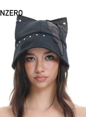 GENZERO豹纹猫耳朵渔夫帽男女帽