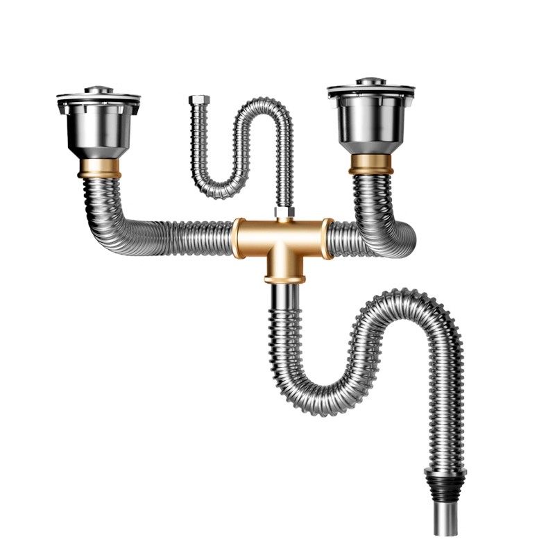 厨房洗菜盆下水管配件不锈钢双槽洗碗池水槽排水管下水器防臭套装,淘宝优惠券,粉丝福利购,淘宝优惠卷
