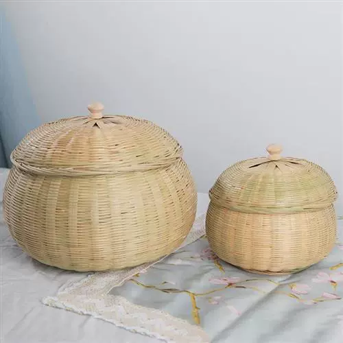 Бамбуковый чайный танк домашний циркулярный хранение с крышкой корзина для яиц Go Box Bamboo Baske Creative Pumpkin Bamboo Products