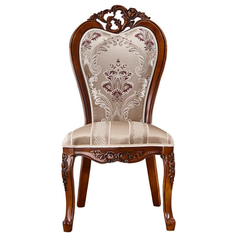 香格里拉家具欧式餐椅全实木布艺餐椅餐厅酒店餐椅书房书椅美式椅