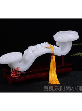 新款玉意然阿如富汗玉貔貅如天意摆件家居办公室桌白玉石摆件装饰