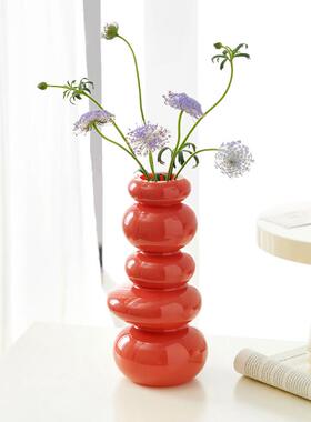 ins风香芋紫色玻璃花瓶水养鲜花客厅插花民宿家居电视柜中古花器