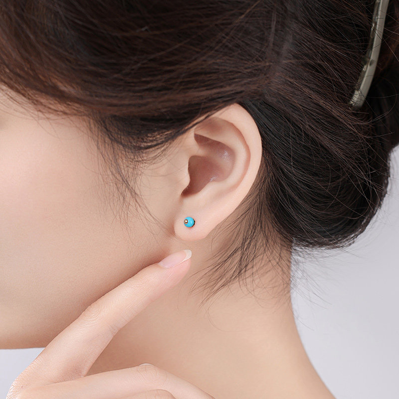 可卿珠宝 梧悠 绿松石耳钉女18k金精致款养耳洞耳饰彩宝正品礼物,淘宝优惠券,粉丝福利购,淘宝优惠卷