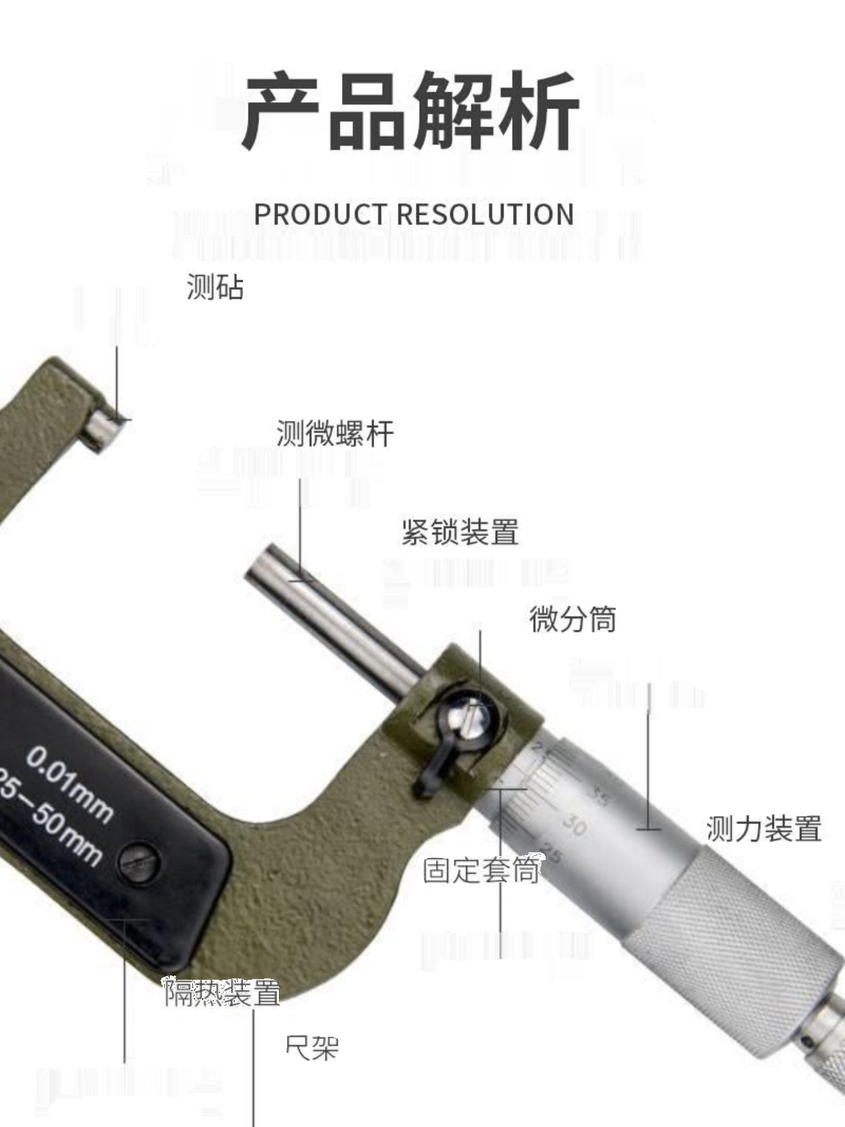 新外径千分尺02550mm螺旋测微器 千分卡尺测厚仪高精度001mm促 - 图1