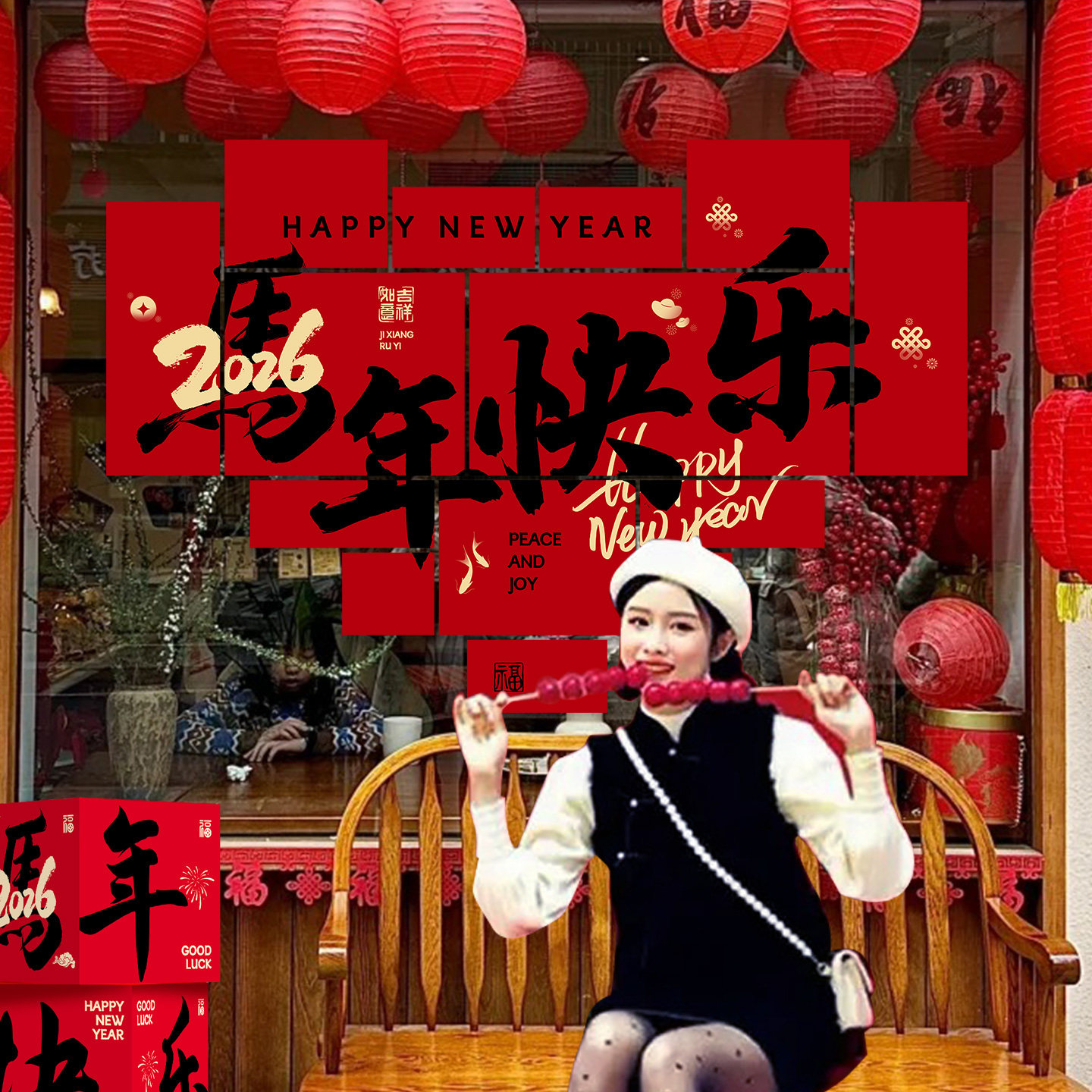 新年装饰氛围布置kt板背景墙2026马年春节活动拍照道具打卡挂件,淘宝优惠券,粉丝福利购,淘宝优惠卷