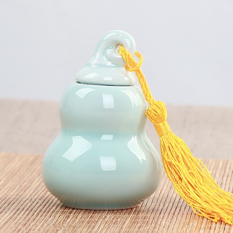 ~Mini ceramic bottle gourd trumpet tea pots ointment powd - 图1