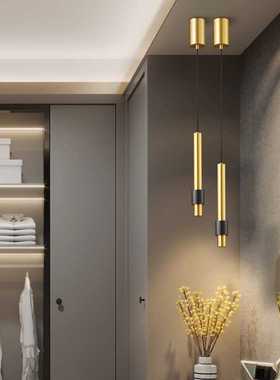 床头小吊灯轻奢现代简约单头全铜灯北欧极简长线创意客厅背景墙灯