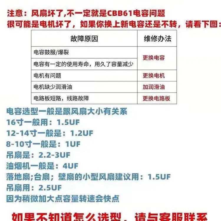 吊扇电容器通用吊扇大功率电容器220v风扇启动器2.5uf大容量配件 - 图3