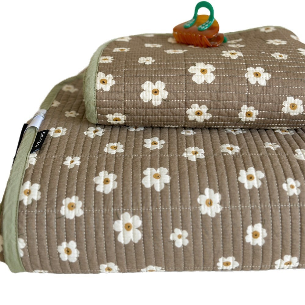 法式小碎花全棉四季款夹棉床盖三件套榻榻米防滑纯棉加厚床单褥垫 - 图3