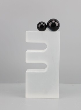 新中式水晶现代磨砂蓝球摆件样板房售楼部客厅茶几会所家居饰品